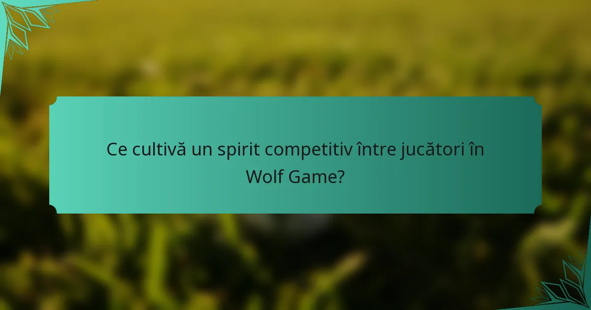 Ce cultivă un spirit competitiv între jucători în Wolf Game?