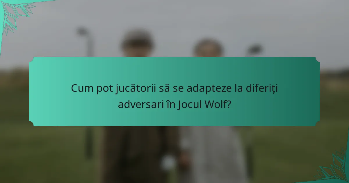 Cum pot jucătorii să se adapteze la diferiți adversari în Jocul Wolf?